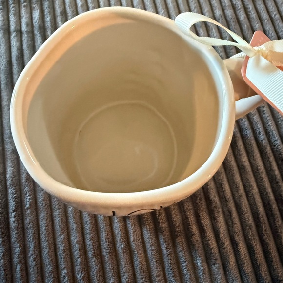 Rae Dunn White Ceramic double-sided Mug with pink heart shaped flowers - Picture 5 of 7